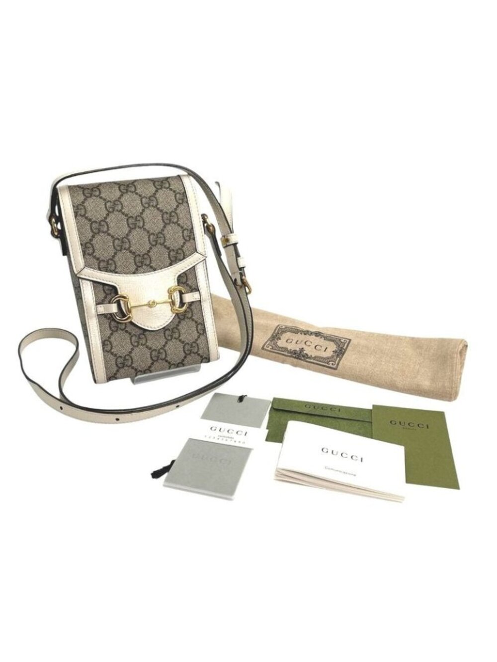 Gucci GG Supreme Shoulder Bag Horsebit Beige